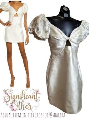 Significant Other Women Savannah mini Dress twist cut-out balloon sleeve ivory 2